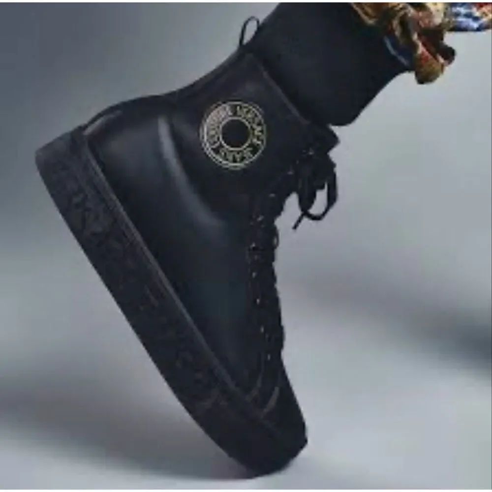 Versace jeans couture black brick high hi top fashion sneaker guc 41/10